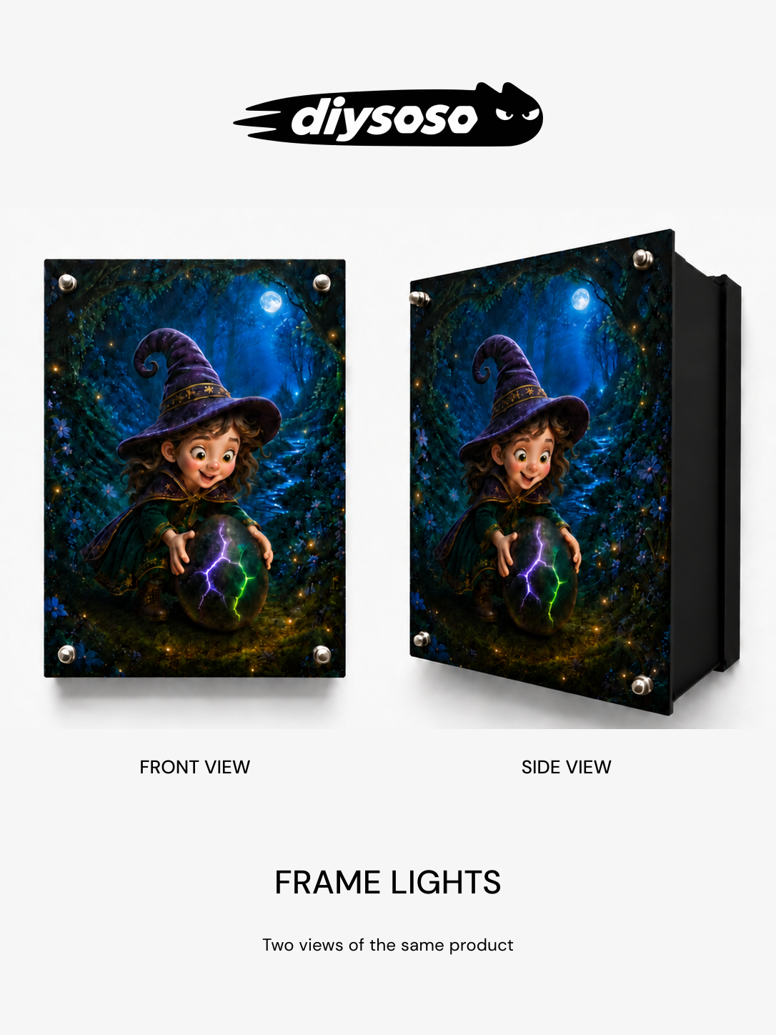 Moonlit Hatchling frame light with solid black side panel
