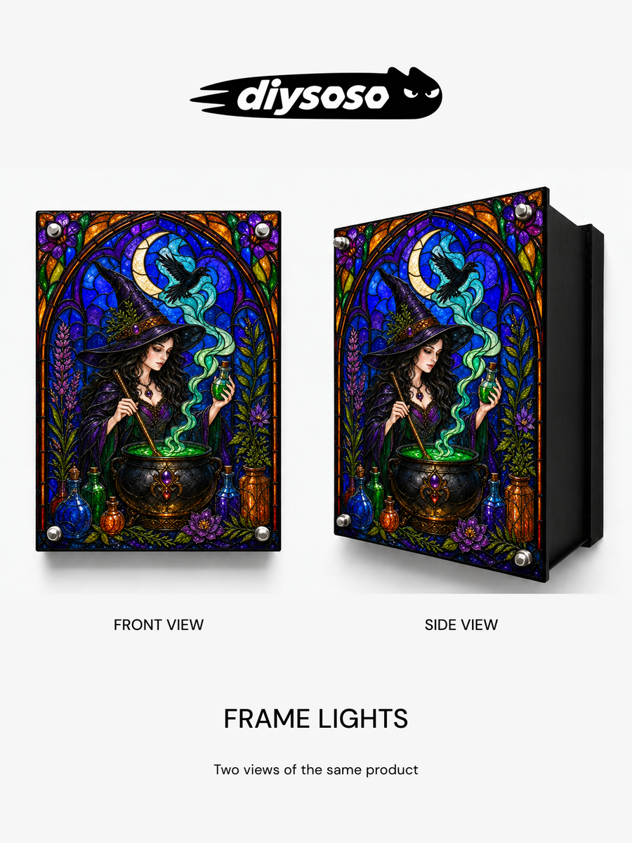DIYSOSO FRAME LIGHTS – Stained Glass Witch & Eagle DIY Kit
